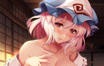 サークル しもやけ堂さん作、新婚の東方の西行寺幽々子が濃厚ラブラブセックスするエロ漫画同人誌「新婚幽々子さんはHな事に夢中です」の表紙